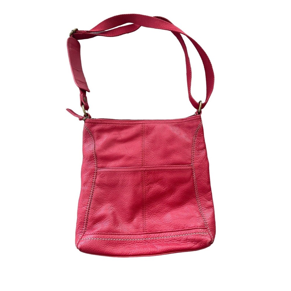 The Sak Iris hobo Bag Cherry Coral Red Pebbled Leather Zipper Handbag - Picture 2 of 7